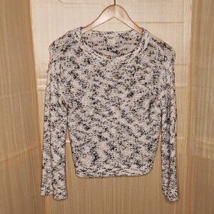 A New Day  Womens Black White Heathered Wide Cuff Sweater Medium